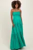 Green Smocked Halter Tiered Maternity Maxi Dress sold by Pinkblush