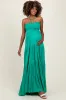 Green Smocked Halter Tiered Maternity Maxi Dress sold by Pinkblush