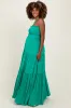 Green Smocked Halter Tiered Maternity Maxi Dress sold by Pinkblush