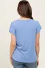 Blue Button Shoulder Detail Maternity Short Sleeve Top sold by Pinkblush