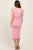 Light Pink Striped Knit Sleeveless Ruffle Hem Maternity Midi Dress sold by Pinkblush