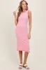 Light Pink Striped Knit Sleeveless Ruffle Hem Maternity Midi Dress sold by Pinkblush