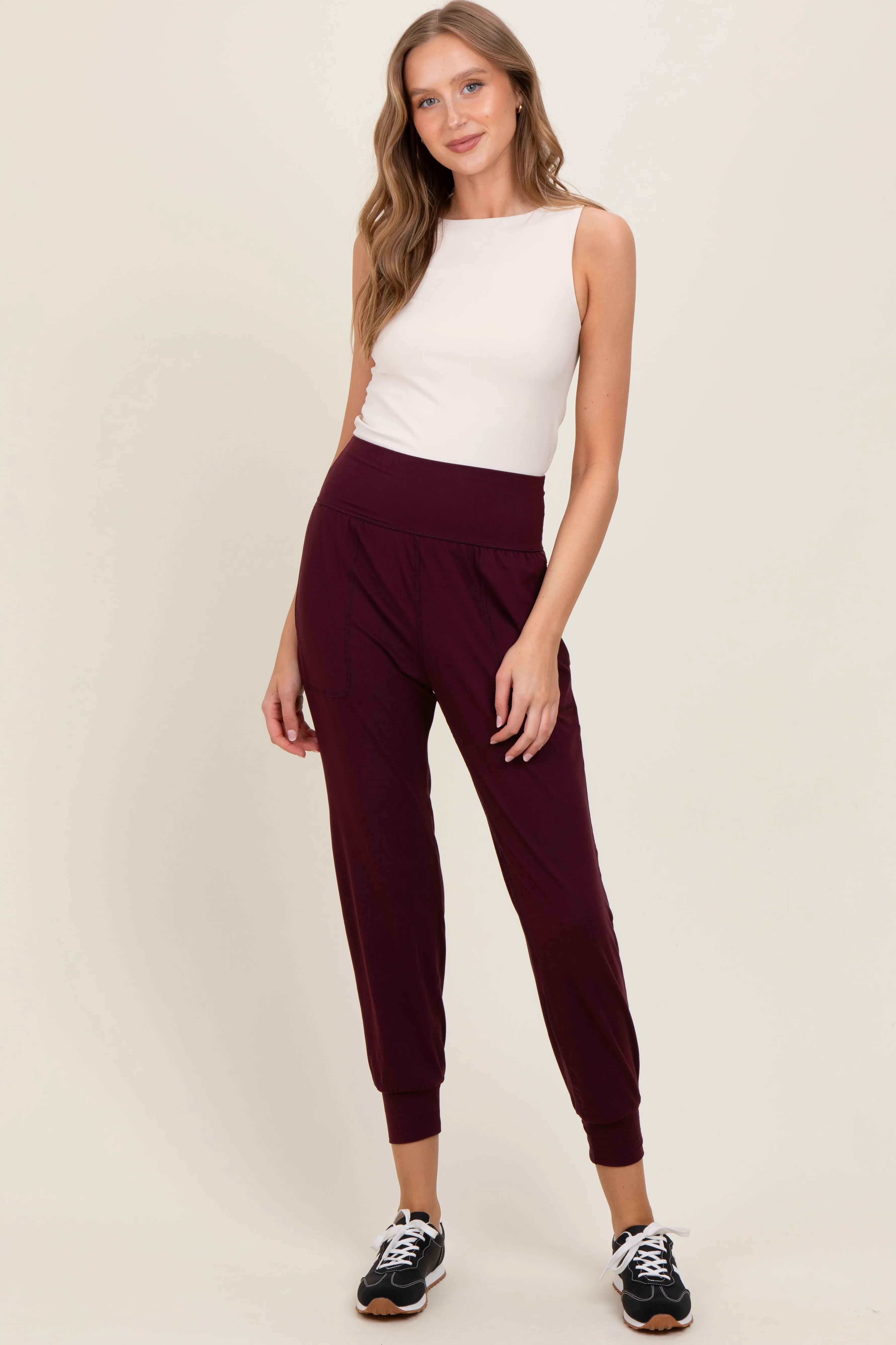 Burgundy Joggers sold by Pinkblush