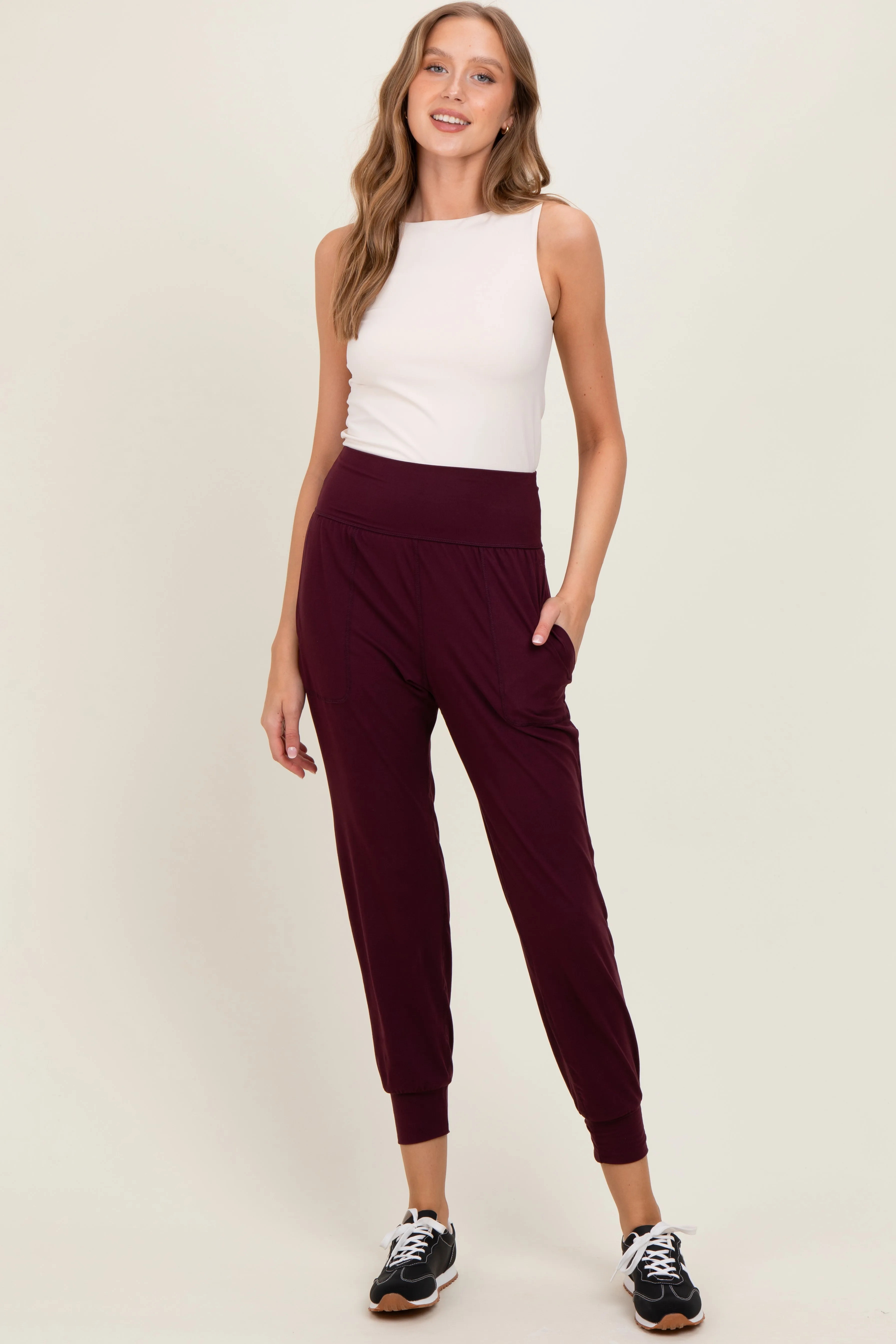 Burgundy Joggers sold by Pinkblush product image thumbnail 2