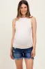 Navy Distressed Fringe Hem Maternity Jean Shorts sold by Pinkblush