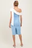 Blue Colorblock One Shoulder Draped Maternity Midi Dress sold by Pinkblush