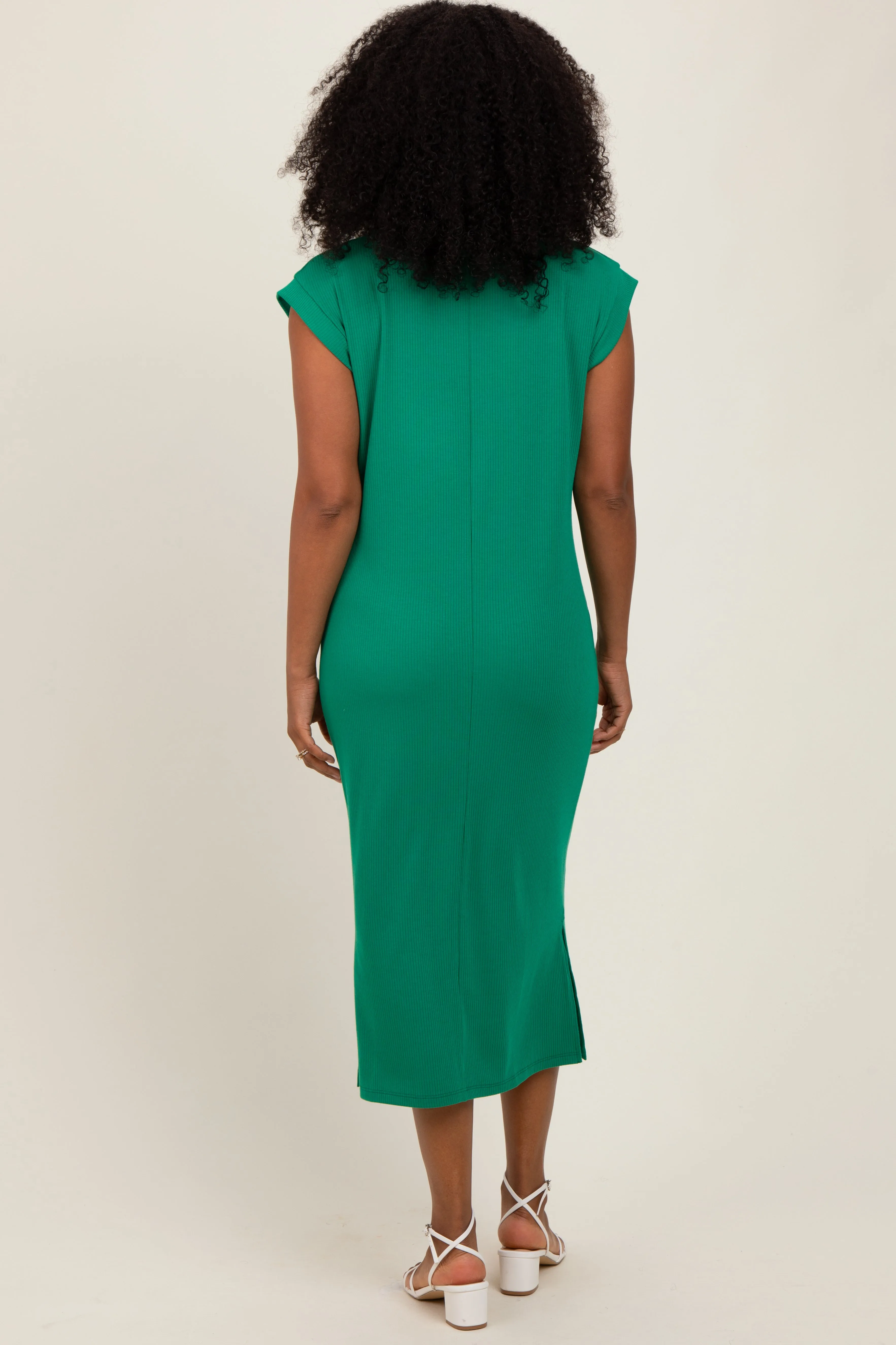 Green Basic Dolman Sleeve Midi Dress sold by Pinkblush product image thumbnail 4