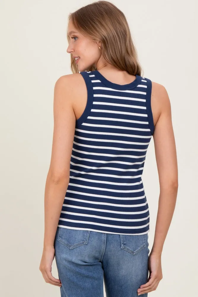 Navy/White Striped Sleeveless Tank Top sold by Pinkblush product image thumbnail 4
