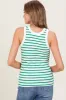 White/Green Striped Sleeveless Tank Top sold by Pinkblush