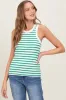 White/Green Striped Sleeveless Tank Top sold by Pinkblush