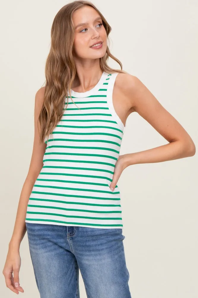 White/Green Striped Sleeveless Tank Top sold by Pinkblush product image thumbnail 2