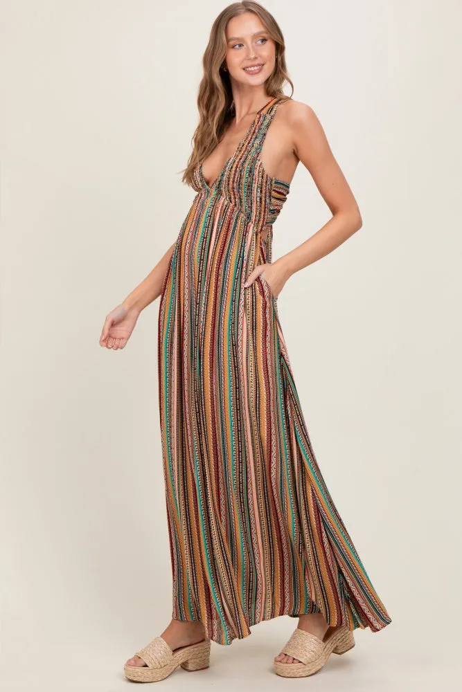 Multicolor Printed Halter Tie Back Cutout Maxi Dress sold by Pinkblush product image thumbnail 3