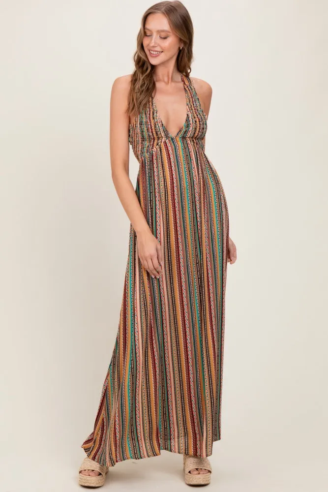 Multicolor Printed Halter Tie Back Cutout Maxi Dress sold by Pinkblush product image thumbnail 2