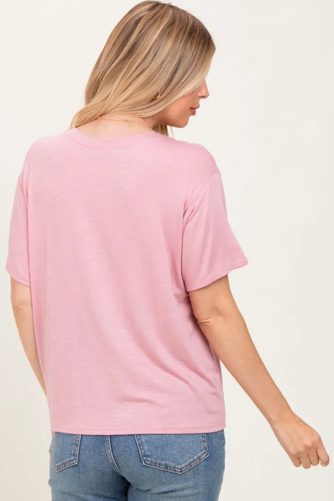 Light Pink Relaxed Fit Short Sleeve Maternity Tee sold by Pinkblush product image thumbnail 3