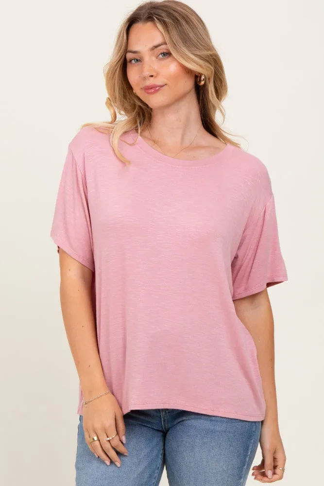 Light Pink Relaxed Fit Short Sleeve Maternity Tee sold by Pinkblush product image thumbnail 4