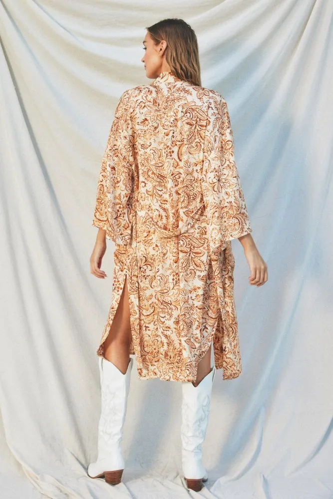 Rust Damask 3/4 Sleeve Cover Up sold by Pinkblush product image thumbnail 4