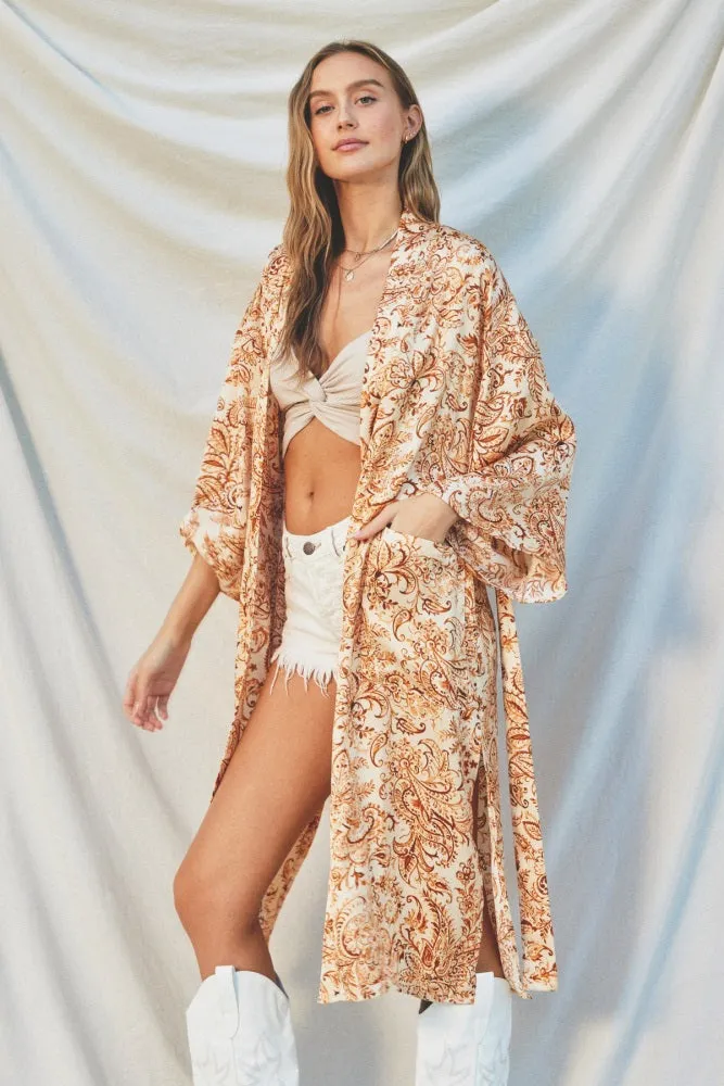 Rust Damask 3/4 Sleeve Cover Up sold by Pinkblush product image thumbnail 3