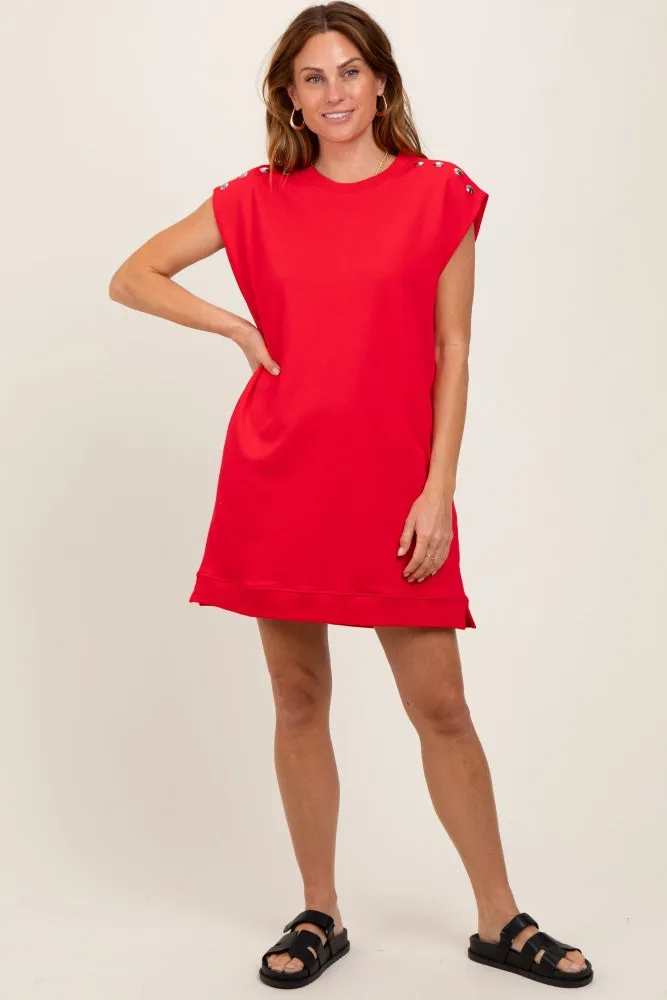 Red Studded Shoulder Mini Dress sold by Pinkblush product image thumbnail 2