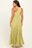 Green Smocked One Shoulder Maternity Maxi Dress sold by Pinkblush