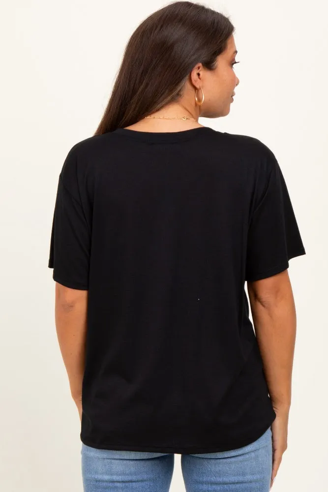 Black Relaxed Fit Short Sleeve Maternity Tee sold by Pinkblush product image thumbnail 3