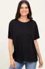 Black Relaxed Fit Short Sleeve Maternity Tee sold by Pinkblush