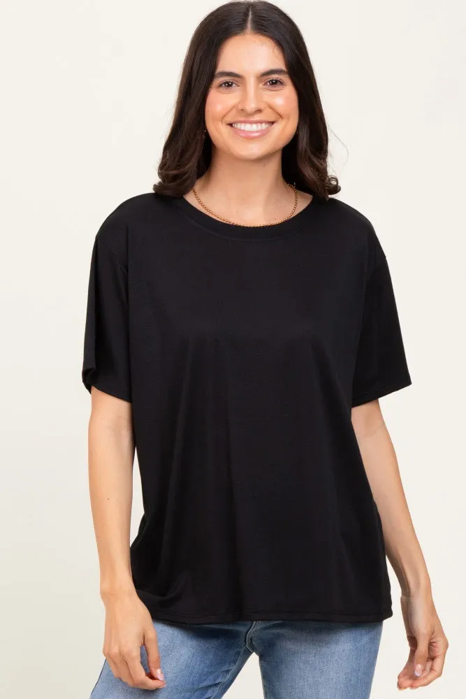 Black Relaxed Fit Short Sleeve Maternity Tee sold by Pinkblush product image thumbnail 4
