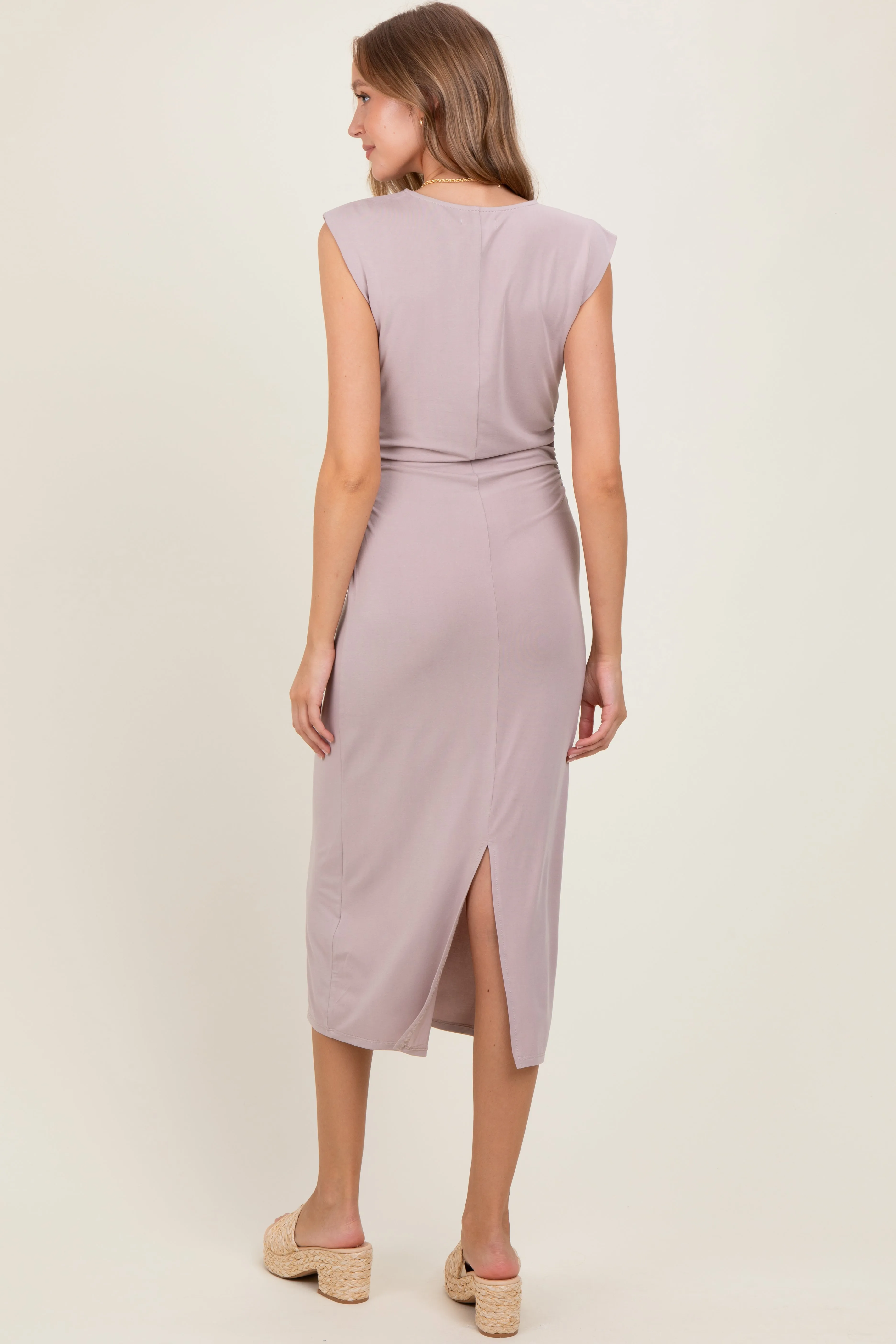 Light Pink Sleeveless Side Ruched Midi Dress sold by Pinkblush product image thumbnail 4