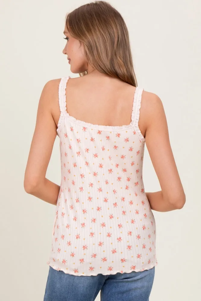 Peach Ditsy Floral Lace-Trim Tank Top sold by Pinkblush product image thumbnail 4