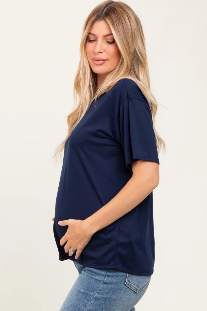 Navy Relaxed Fit Short Sleeve Maternity Tee sold by Pinkblush product image thumbnail 3