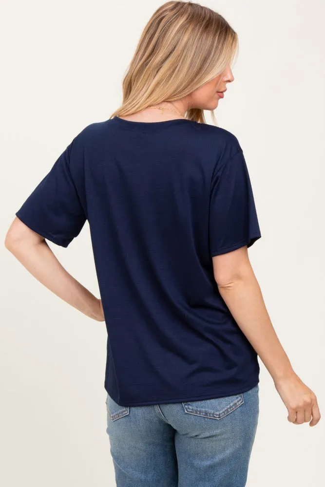 Navy Relaxed Fit Short Sleeve Maternity Tee sold by Pinkblush product image thumbnail 4
