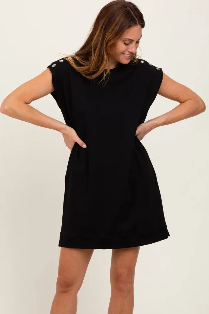 Black Studded Shoulder Mini Dress sold by Pinkblush product image thumbnail 4