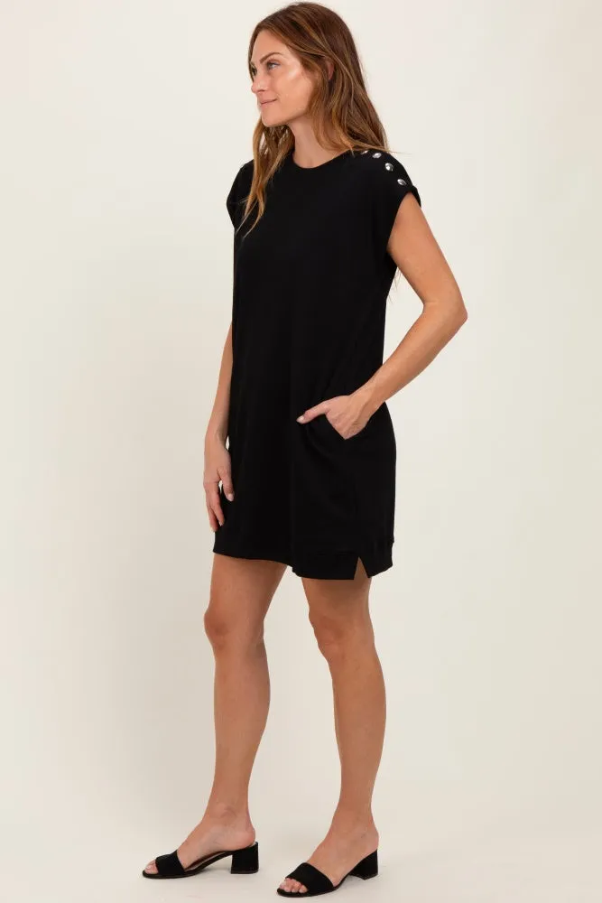 Black Studded Shoulder Mini Dress sold by Pinkblush product image thumbnail 2