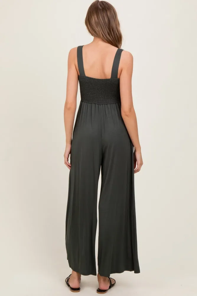 Olive Sleeveless Wide Leg Jumpsuit sold by Pinkblush product image thumbnail 4