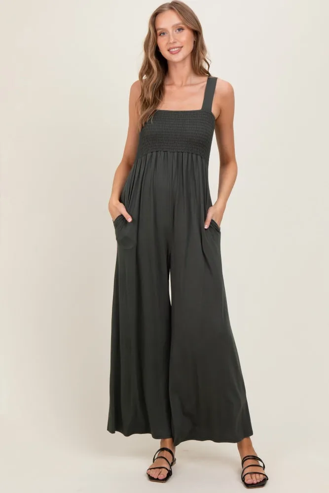 Olive Sleeveless Wide Leg Jumpsuit sold by Pinkblush product image thumbnail 2