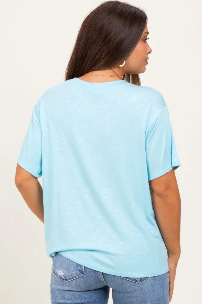 Light Blue Relaxed Fit Short Sleeve Maternity Tee sold by Pinkblush product image thumbnail 4