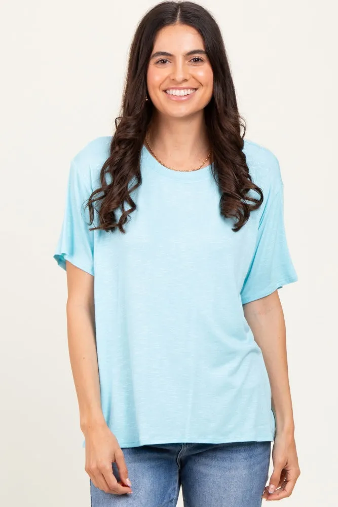 Light Blue Relaxed Fit Short Sleeve Maternity Tee sold by Pinkblush product image thumbnail 5