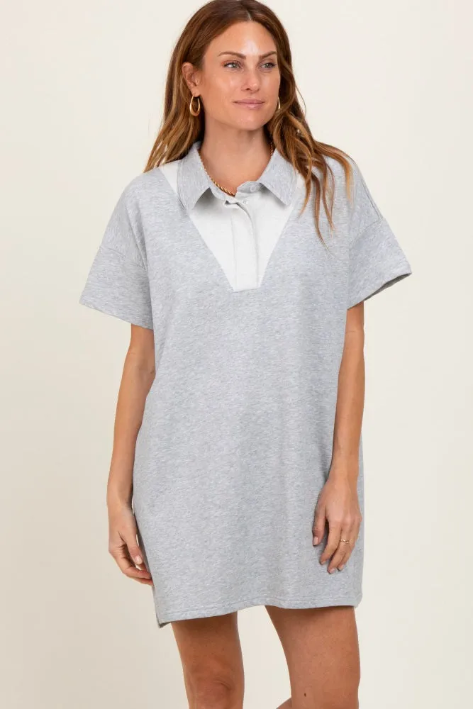 Heather Grey Mini Polo Dress sold by Pinkblush