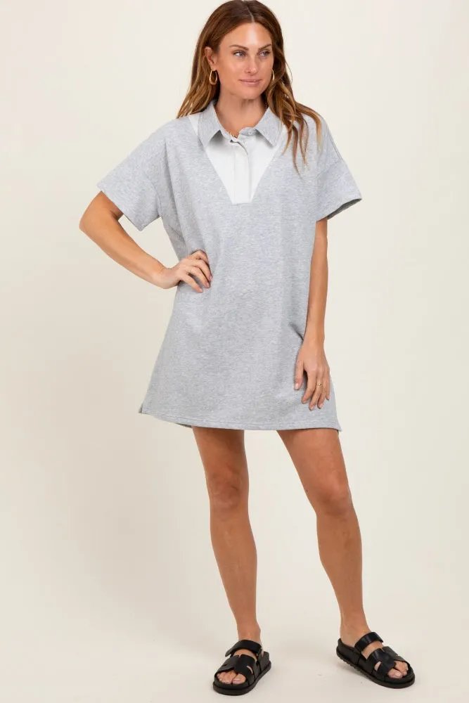 Heather Grey Mini Polo Dress sold by Pinkblush product image thumbnail 2