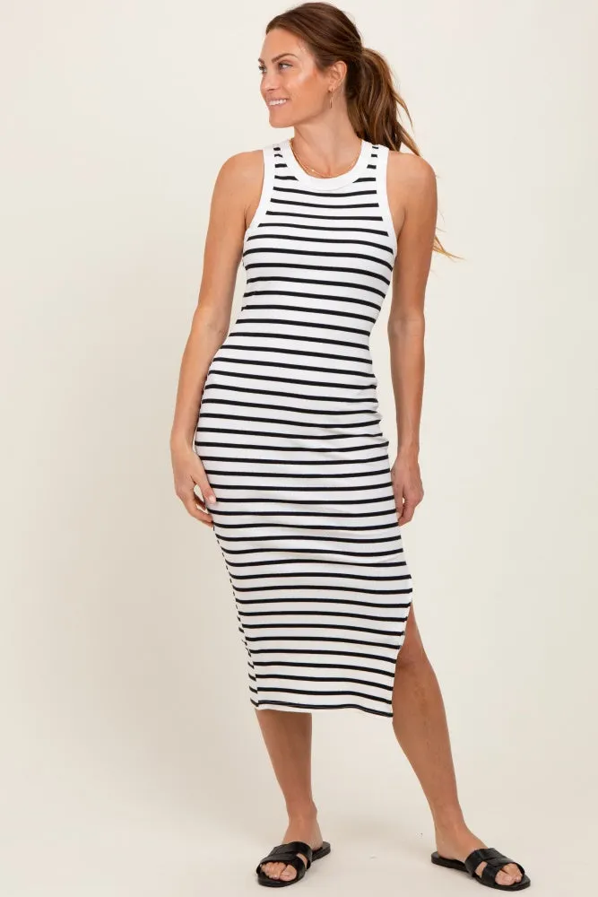 White/Black Striped Sleeveless Fitted Midi Dress sold by Pinkblush product image thumbnail 2