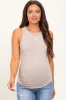 Beige Ribbed Basic Crew Neck Maternity Tank sold by Pinkblush