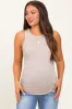 Beige Ribbed Basic Crew Neck Maternity Tank sold by Pinkblush