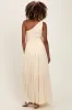 Cream Smocked One Shoulder Maternity Maxi Dress sold by Pinkblush