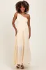 Cream Smocked One Shoulder Maternity Maxi Dress sold by Pinkblush