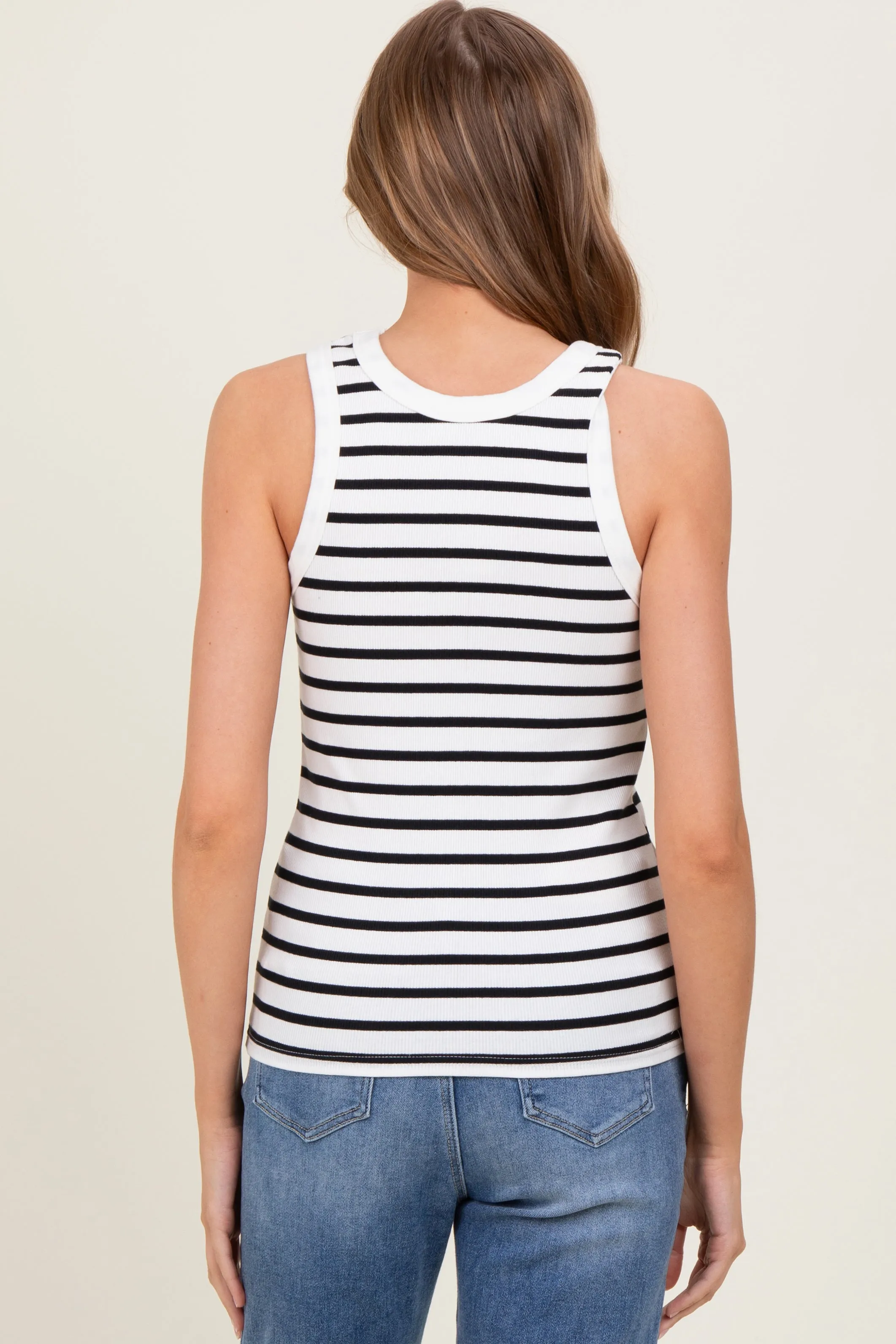 White/Black Striped Sleeveless Tank Top sold by Pinkblush product image thumbnail 4