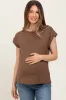 Mocha Crew Neck Maternity Muscle Tee sold by Pinkblush