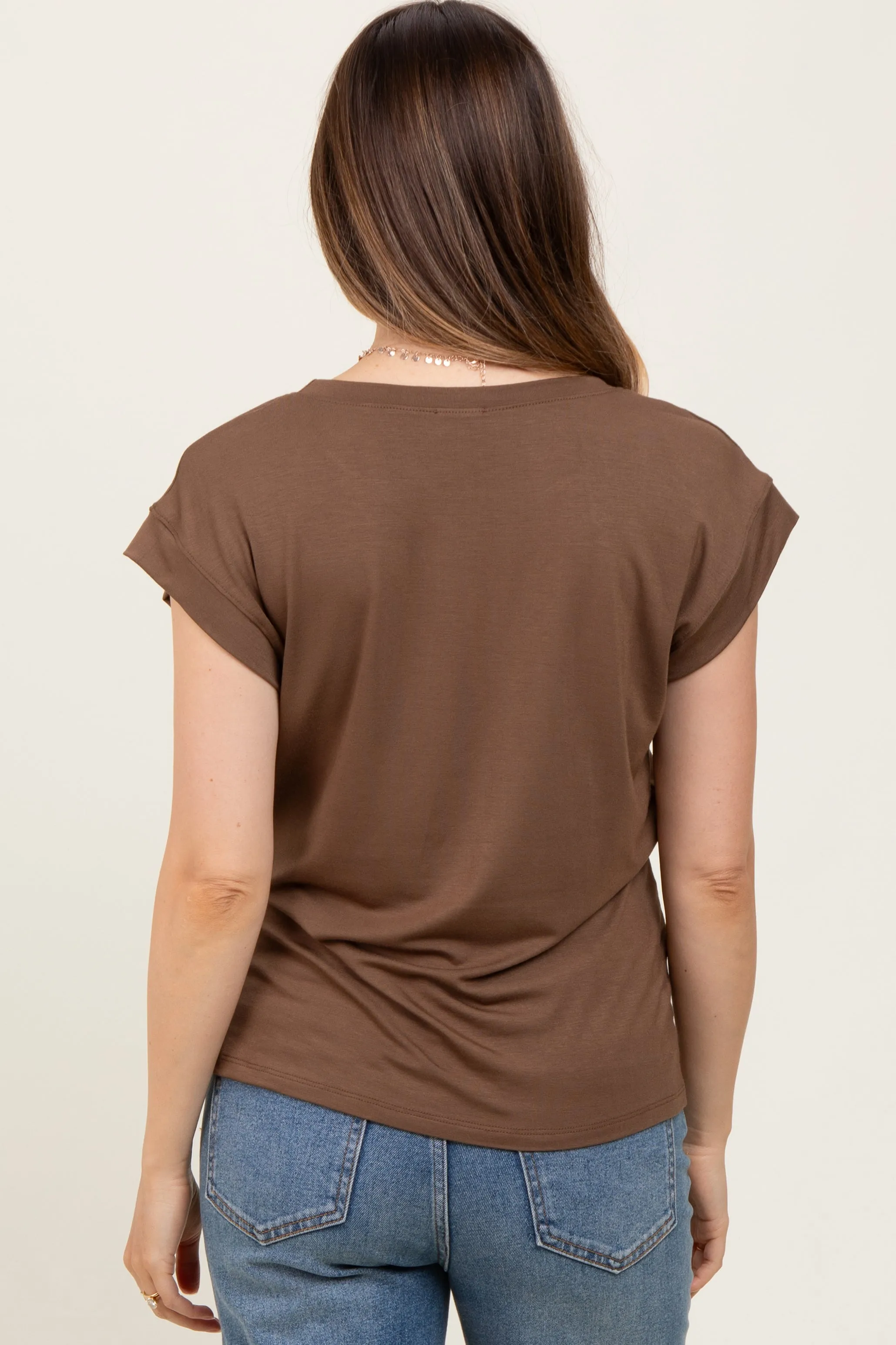 Mocha Crew Neck Maternity Muscle Tee sold by Pinkblush product image thumbnail 4
