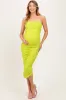 Lime Ruched Mesh Sleeveless Maternity Midi Dress sold by Pinkblush