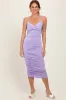 Lavender Ruched Sweetheart Neckline Midi Dress sold by Pinkblush