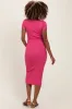 Pink Short Sleeve Rib Knit Maternity Midi Dress sold by Pinkblush