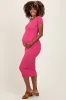 Pink Short Sleeve Rib Knit Maternity Midi Dress sold by Pinkblush